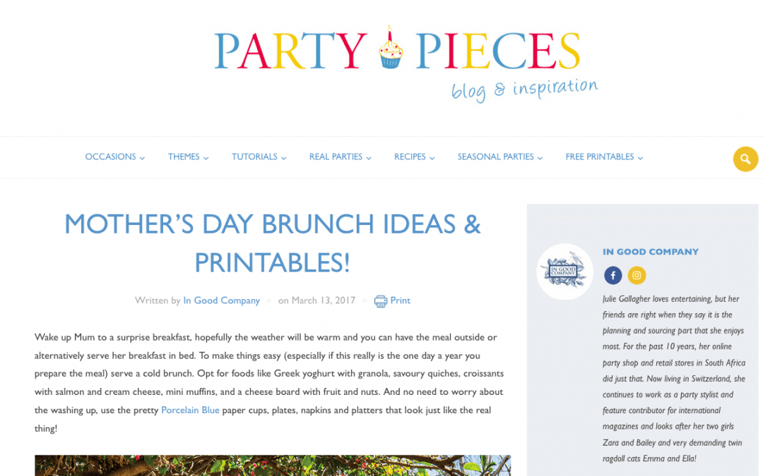 Party Pieces – Mothers’ Day Brunch